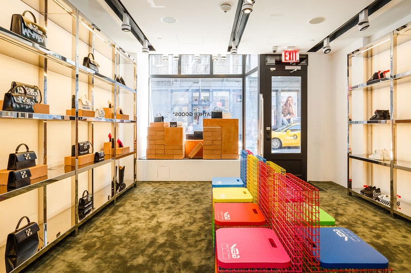 off-white virgil abloh accessories jitney bag soho new york city nyc manhattan prince street empty gallery store footwear leather goods