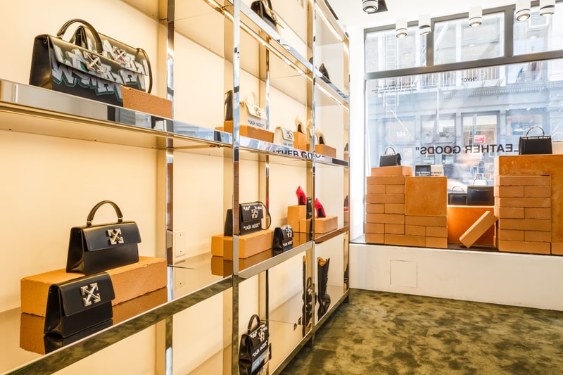 off-white virgil abloh accessories jitney bag soho new york city nyc manhattan prince street empty gallery store footwear leather goods