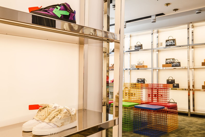 off-white virgil abloh accessories jitney bag soho new york city nyc manhattan prince street empty gallery store footwear leather goods