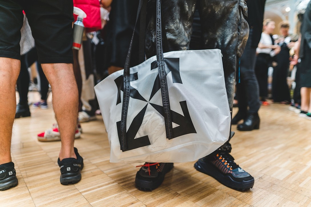 Off-White Virgil Abloh Spring Summer 2020 Paris Fashion Week Show Collection Backstage Gigi Hadid Blazer White Green Blue Red