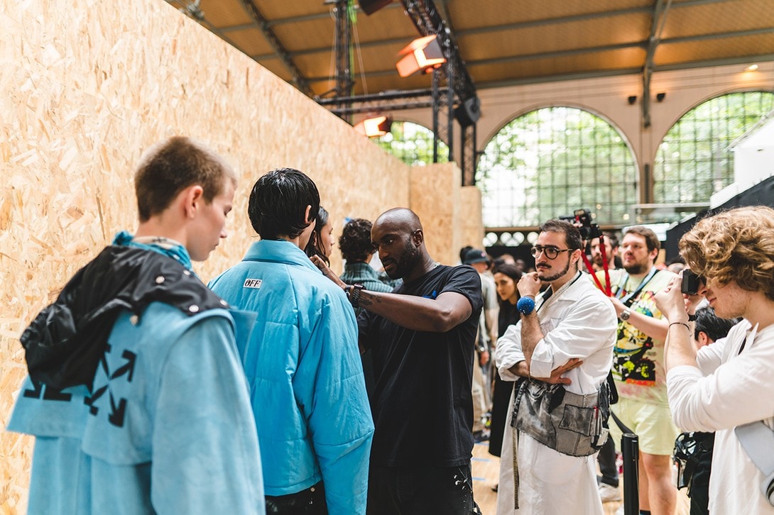 Off-White Virgil Abloh Spring Summer 2020 Paris Fashion Week Show Collection Backstage Gigi Hadid Blazer White Green Blue Red