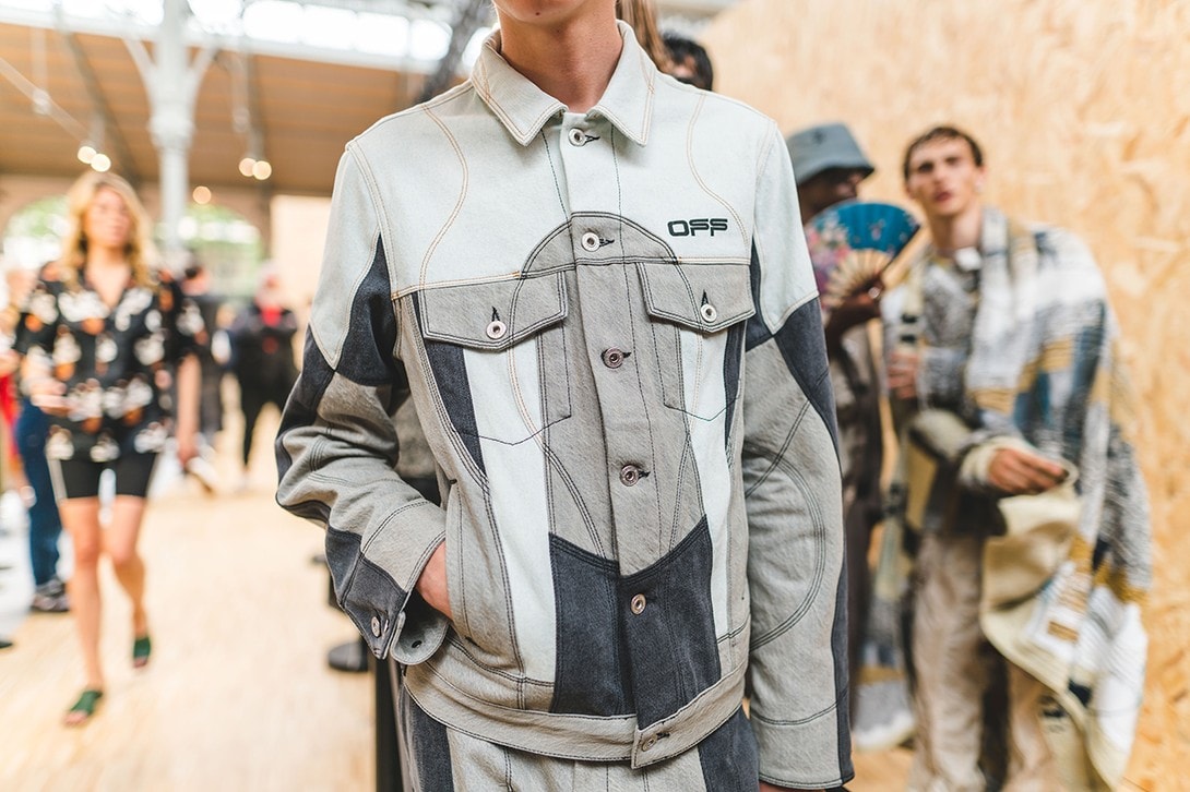 Off-White Virgil Abloh Spring Summer 2020 Paris Fashion Week Show Collection Backstage Gigi Hadid Blazer White Green Blue Red