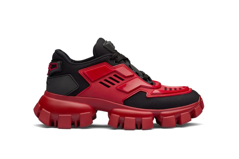 Prada Red Chunky Sneakers Prada Red Knit Fabric and Rubber Cloudbust Thunder Sneakers  main image 4