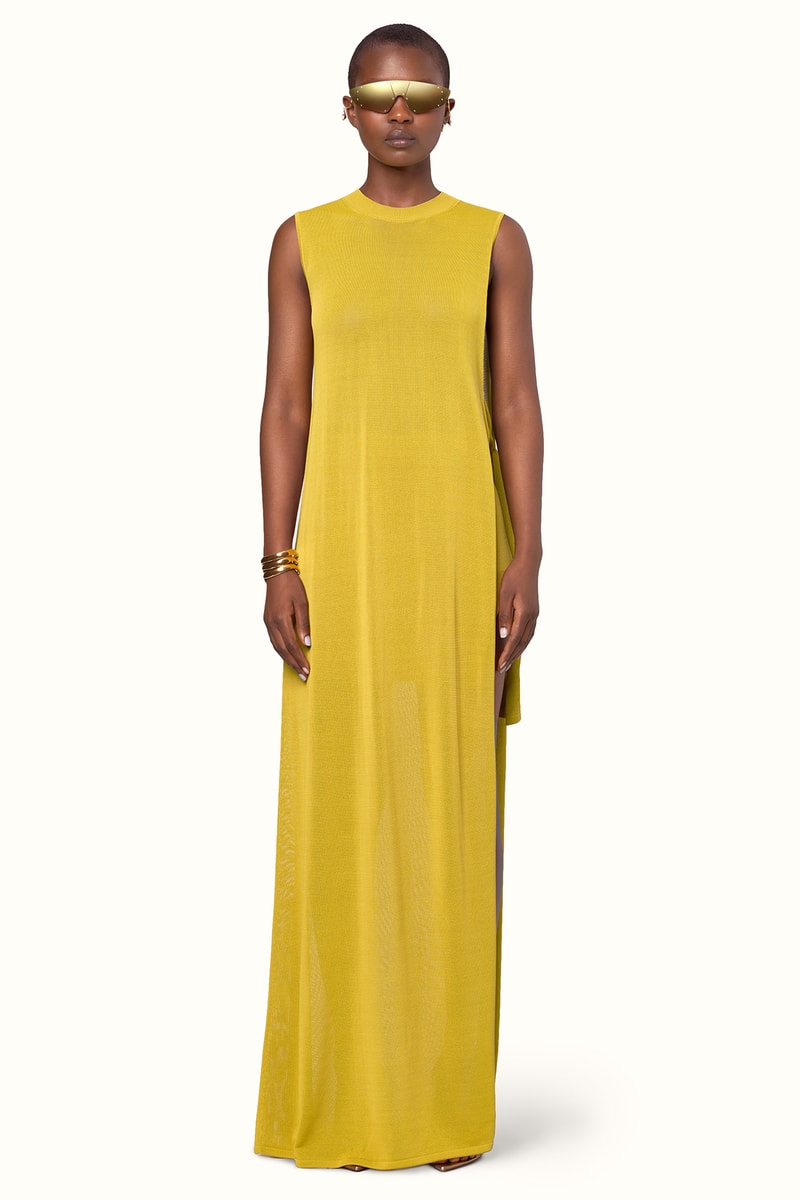 Rihanna Fenty LVMH Luxury Fashion Brand Maison Release 6 19 yellow sunglasses dress heels sandals
