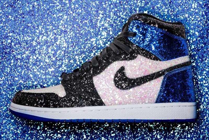 The Shoe Surgeon fragment design Blue Black White Pearl Glitter Air Jordan 1 Sneaker