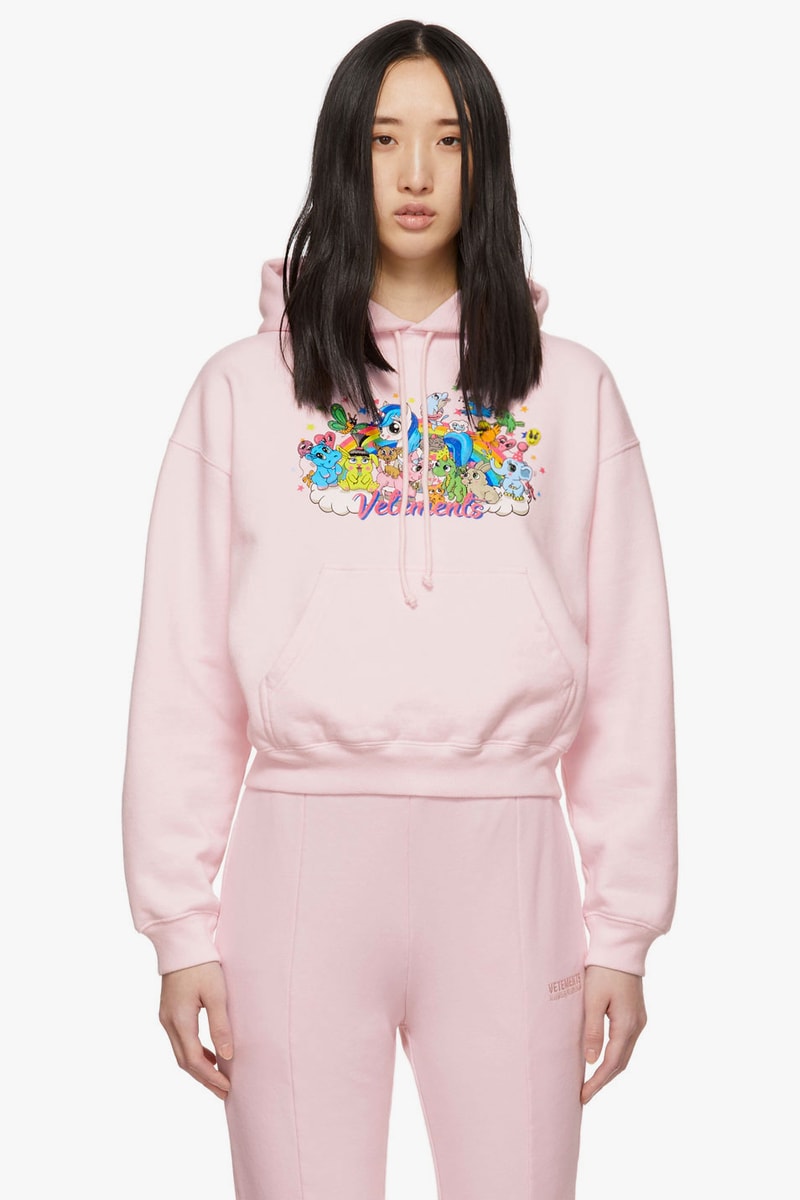 vetements demna gvasalia unicorn hoodie cropped pink cute characters ssense