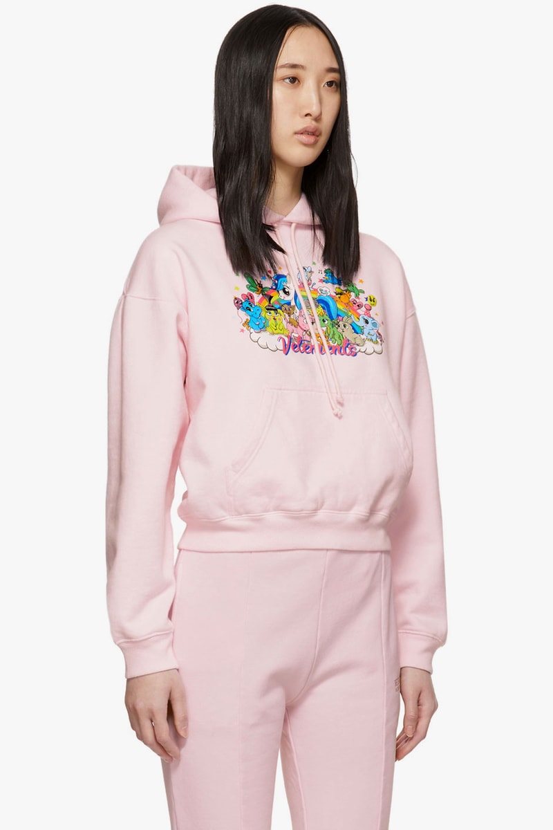 vetements demna gvasalia unicorn hoodie cropped pink cute characters ssense