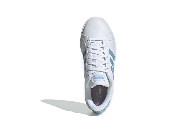 adidas grand court shoes blue sneakers three stripes footwear drop release new 