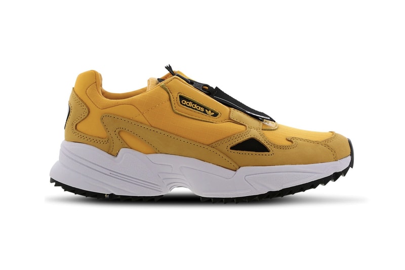 adidas Originals Falcon Yellow Black Zip Chunky Retro 90s Sneakers Trainers