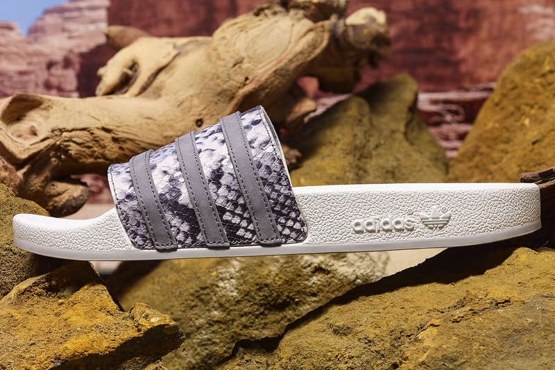 adidas Originals Snakeskin Pack Adilette Slides Cream Black