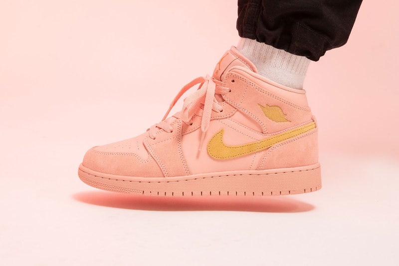 nike air jordan 1 mid gs coral stardust pink gold sneakers 