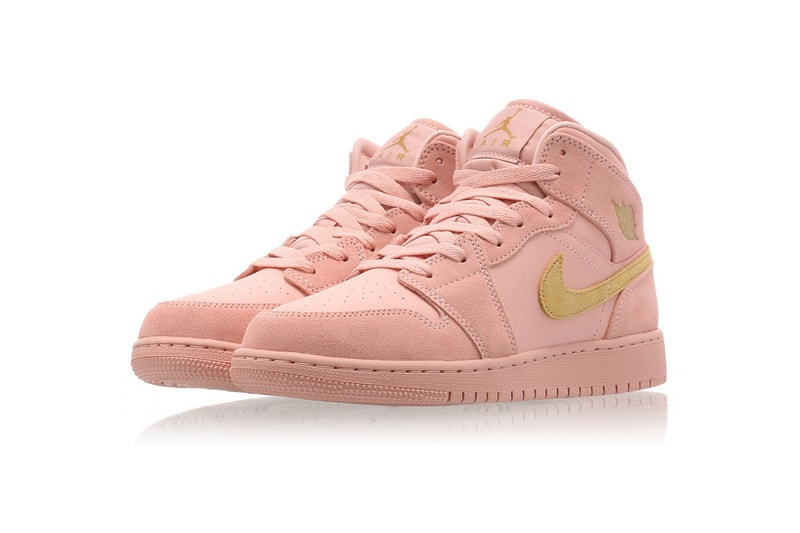 nike air jordan 1 mid gs coral stardust pink gold sneakers 