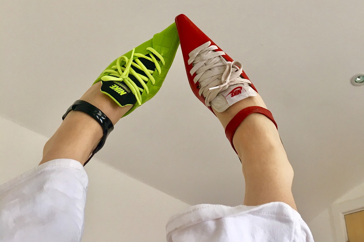 Ancuta Sarca Nike Sneakers Trainers Kitten Heel Hybrid London Designer Sustainable Design Upcycled