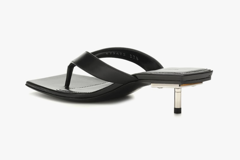 balenciaga metal 40 black leather flip flop sandal heel