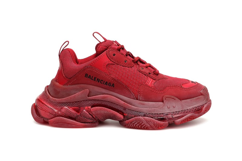 red balencaiga burgundy triple-s sneaker
