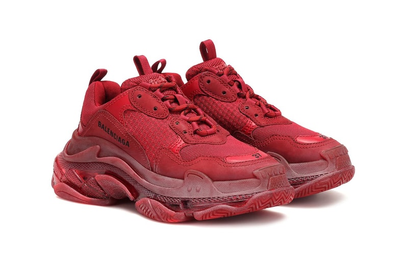 red balencaiga burgundy triple-s sneaker