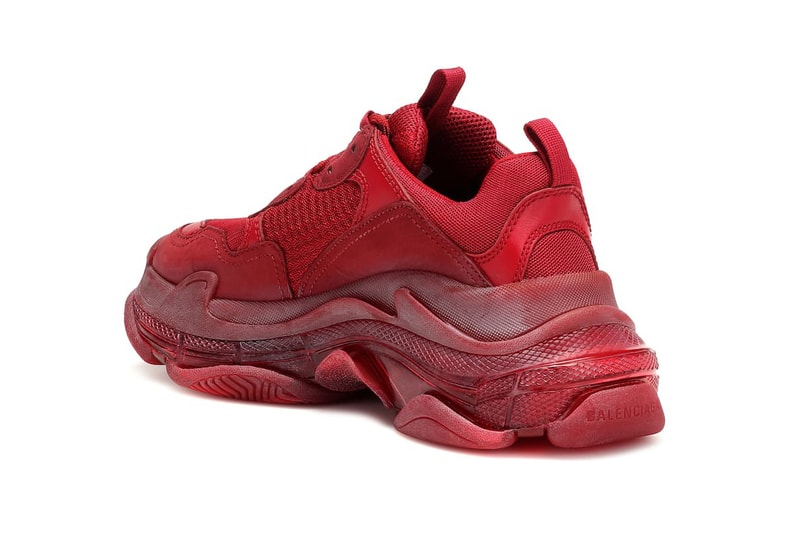 red balencaiga burgundy triple-s sneaker