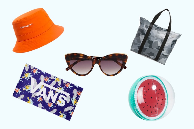 beach bag summer essentials affordable cheap sunglasses dress bucket hat tote bag towel water bottle bluetooth speaker