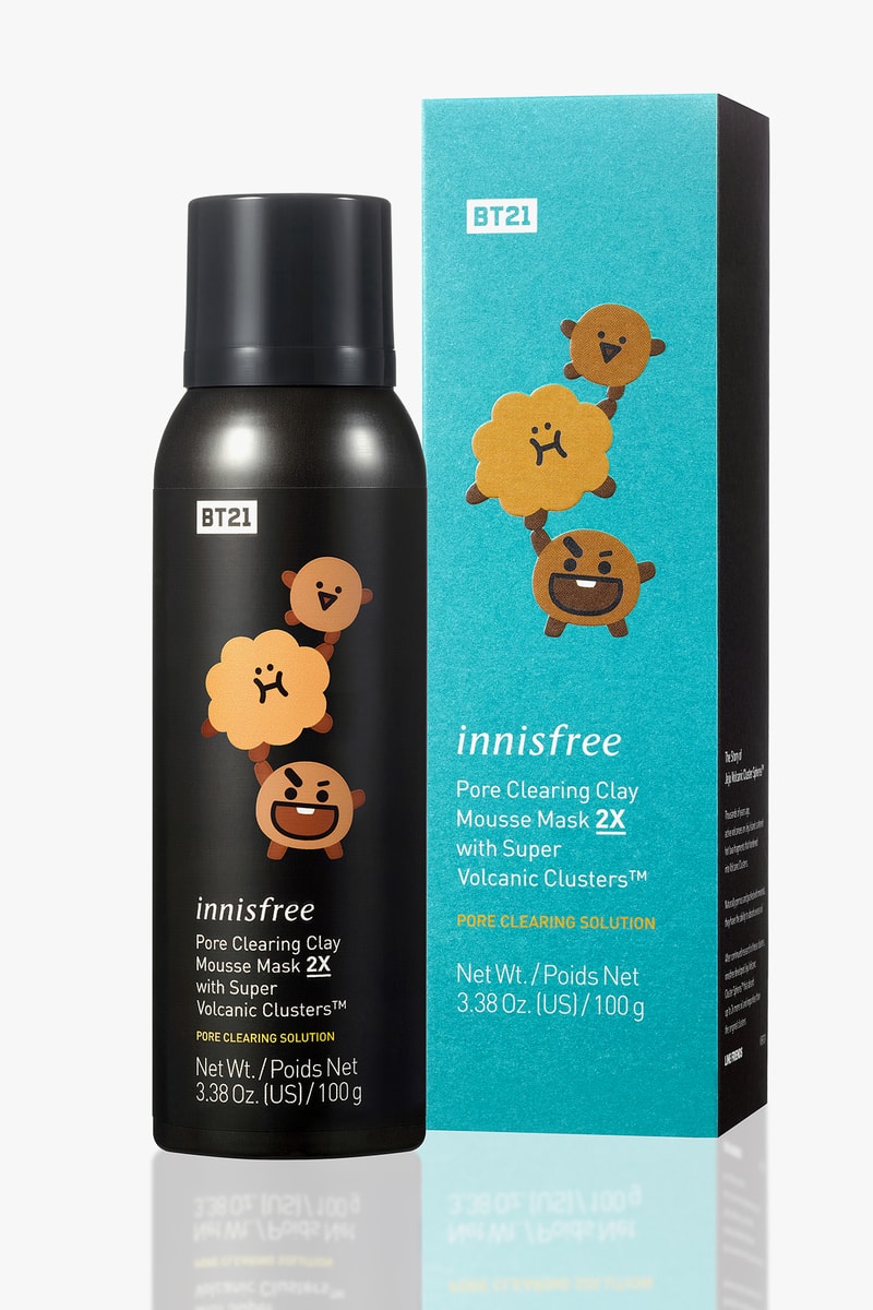 BT21 innisfree Limited Edition Skincare Collaboration BTS K-pop Line Friends Characters K-Beauty Korean Korea Pore Clearing Clay Mousse Mask 2X with Super Volcanic Clusters