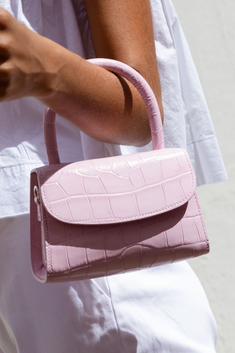 BY FAR Mini Croco Bag Soft Rose