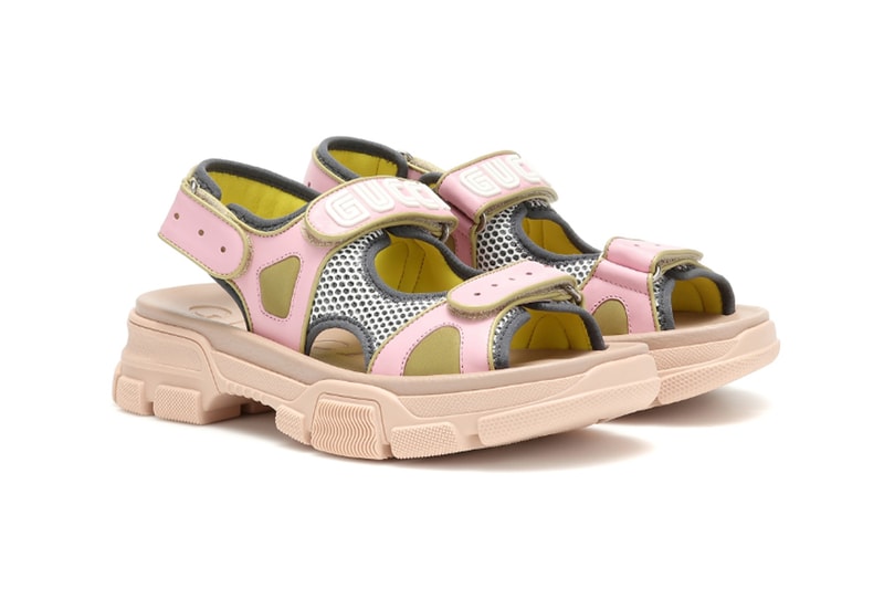 Gucci Aguru Leather Sandals Pink