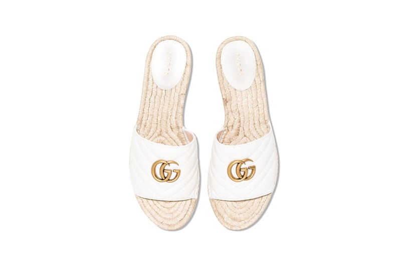 Gucci Pilar Quilted GG Leather Slides White
