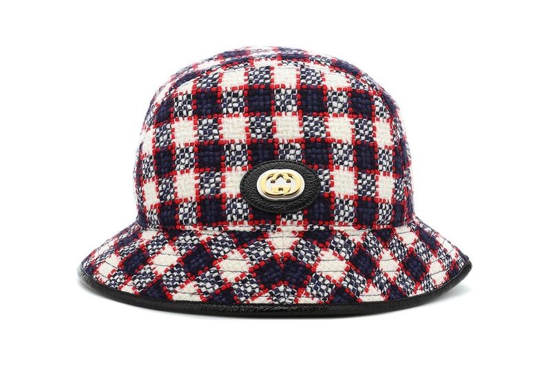 gucci bucket hat wool-blend check plaid gossip girl retro double gg logo 