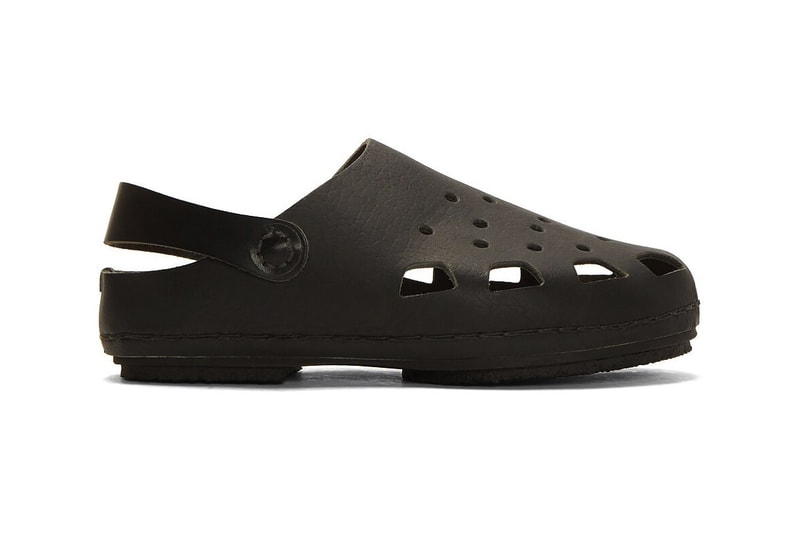 hender scheme japanese design leather black crocs cut out sandals