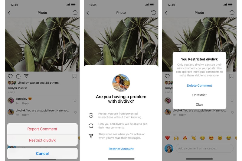instagram ig new features online social media cyber anti bullying comments blocking restriction
