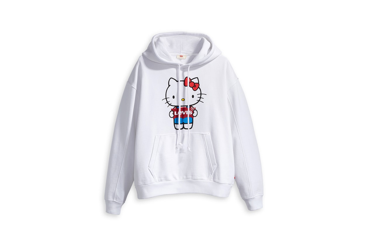 levis hello kitty anniversary collaboration collection womens girls limited edition tshirts overalls hoodies denim jackets jeans bags