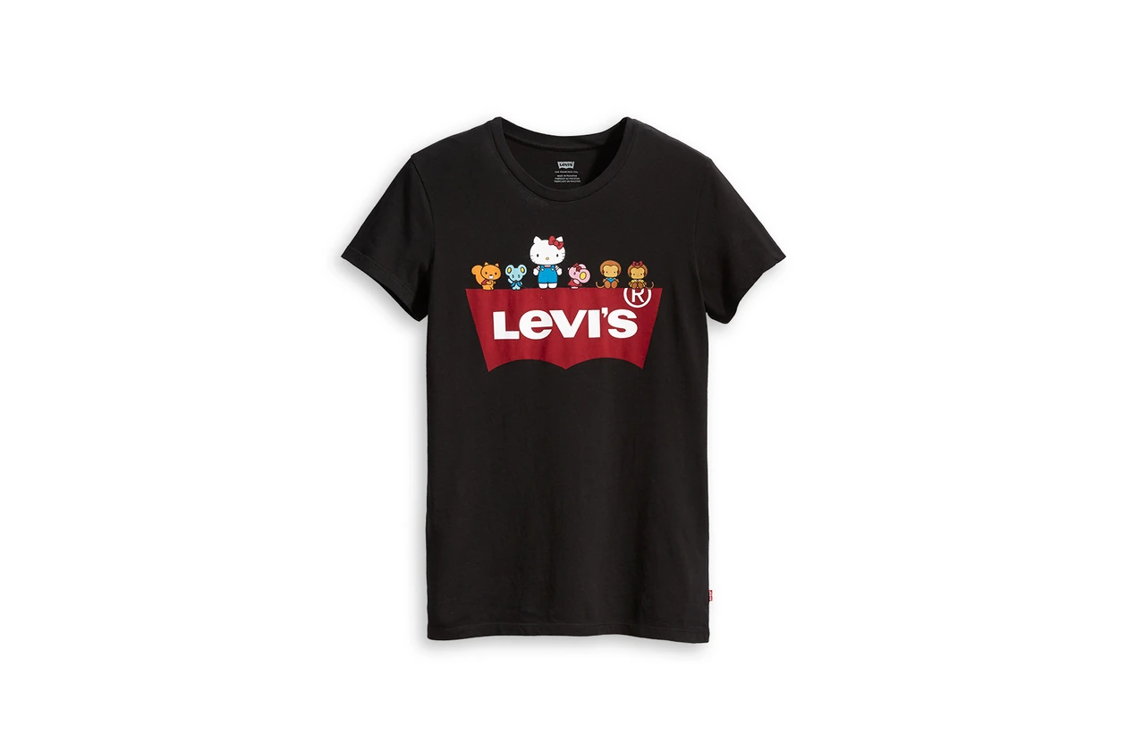 levis hello kitty anniversary collaboration collection womens girls limited edition tshirts overalls hoodies denim jackets jeans bags