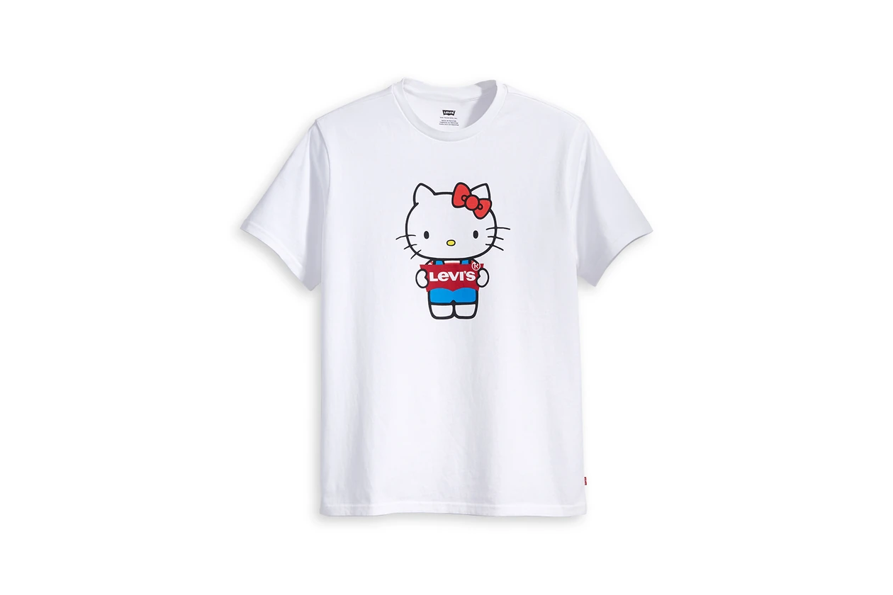 levis hello kitty anniversary collaboration collection womens girls limited edition tshirts overalls hoodies denim jackets jeans bags