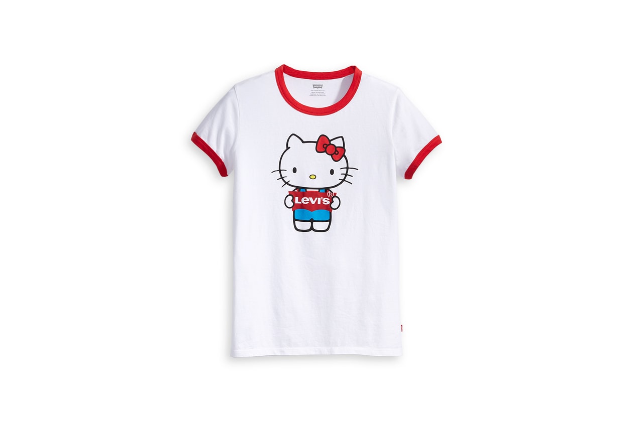 levis hello kitty anniversary collaboration collection womens girls limited edition tshirts overalls hoodies denim jackets jeans bags