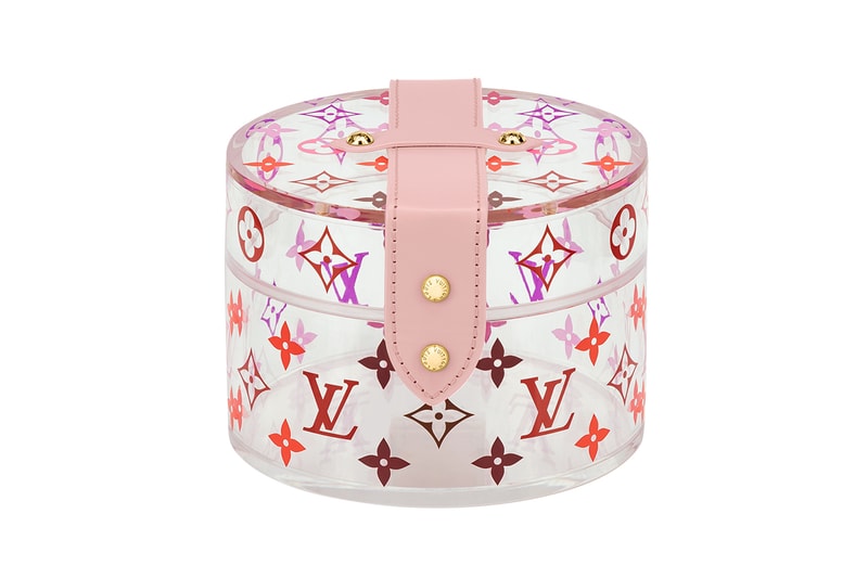 louis vuitton plexiglass clear monogram pink purple red makeup case jewelry box