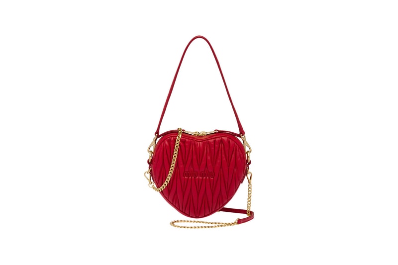 miu miu heart matelasse handbag purse wallet red pink