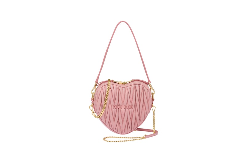 miu miu heart matelasse handbag purse wallet red pink
