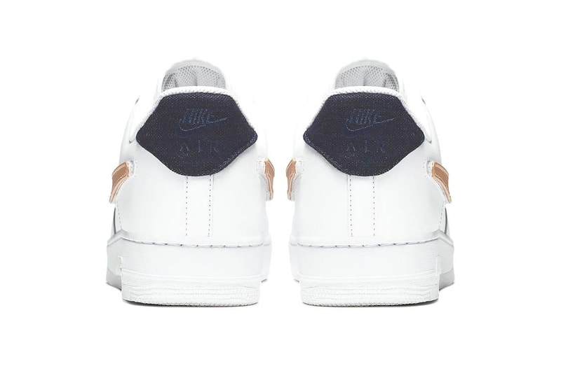Nike Air Force 1 White Gold Swoosh