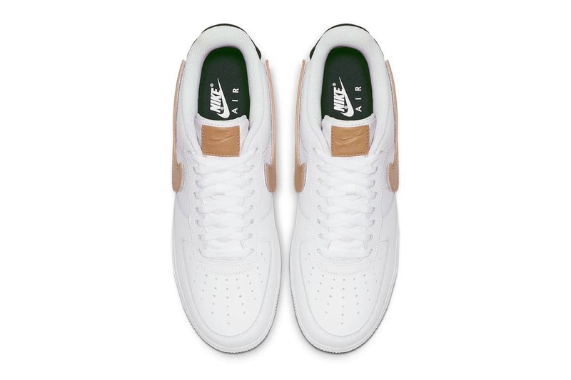 Nike Air Force 1 White Gold Swoosh