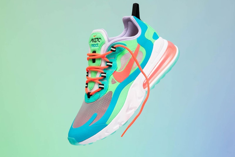 nike wmns air max 270 react electro green flash crimson blue lagoon release drop sneakers