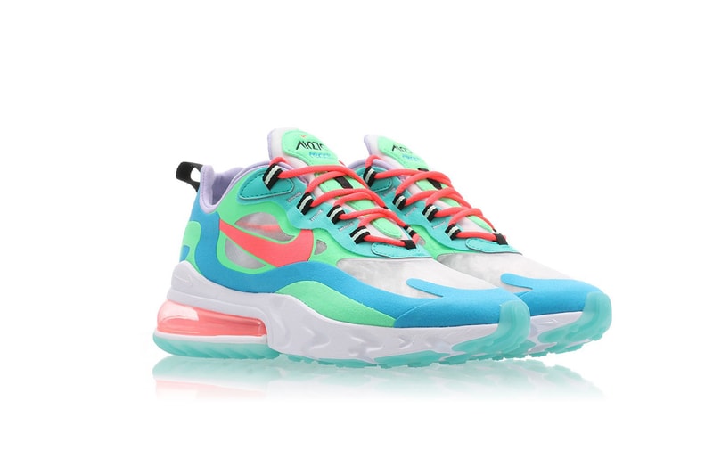 nike wmns air max 270 react electro green flash crimson blue lagoon release drop sneakers