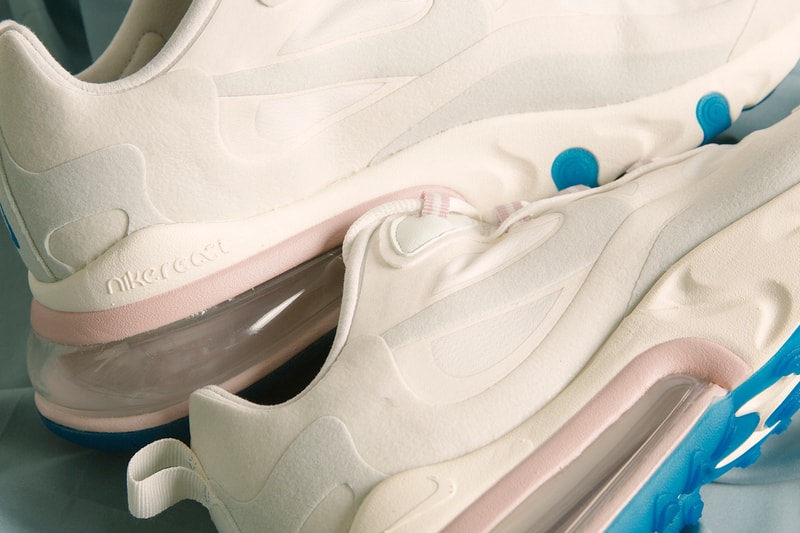 nike air max 270 react sneaker white cream pink blue