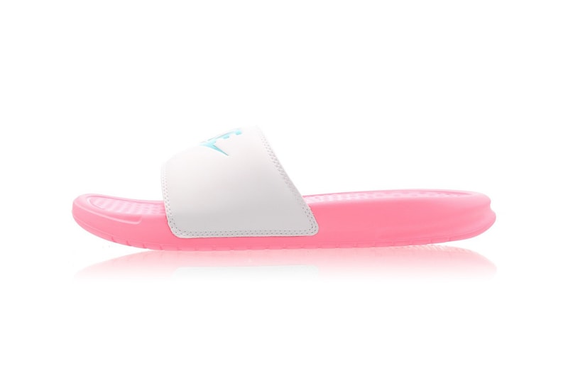 Nike Benassi Slides Sunset Pulse Teal Nebula White