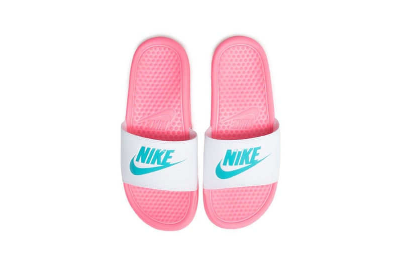 Nike Benassi Slides Sunset Pulse Teal Nebula White