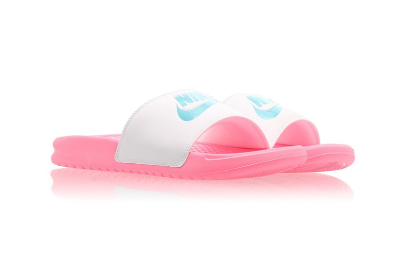 Nike Benassi Slides Sunset Pulse Teal Nebula White