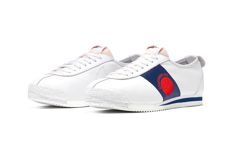 nike classic cortez shoe dog pack falcon dimension six sneakers white red blue colorway