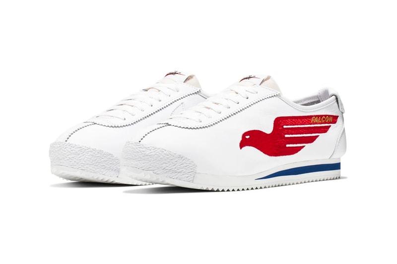 nike classic cortez shoe dog pack falcon dimension six sneakers white red blue colorway
