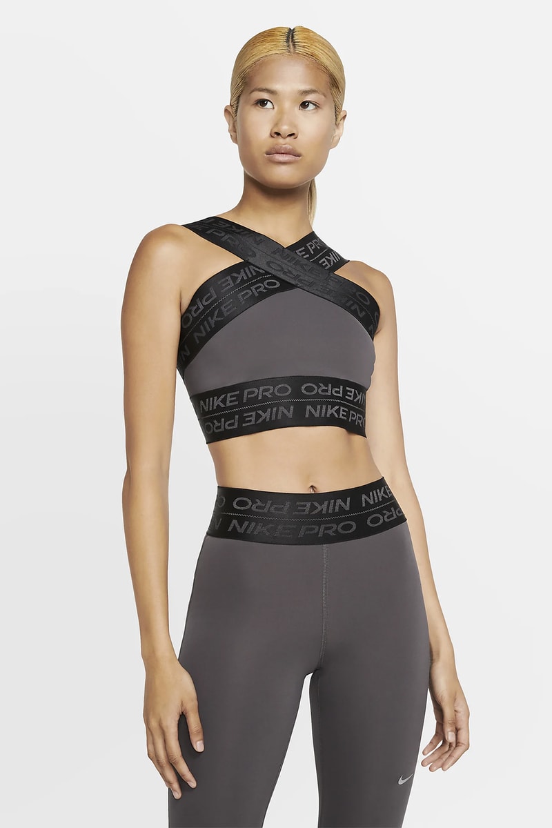 nike pro tank sports bra workout fitness gym athleisure sportswear clothes black metallic silver juniper fog thunder grey