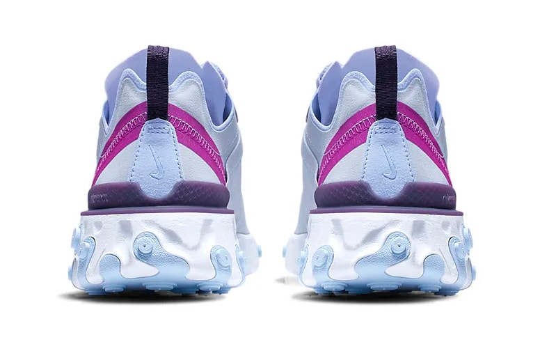 nike react element 55 football grey hyper violet grand purple psychic blue