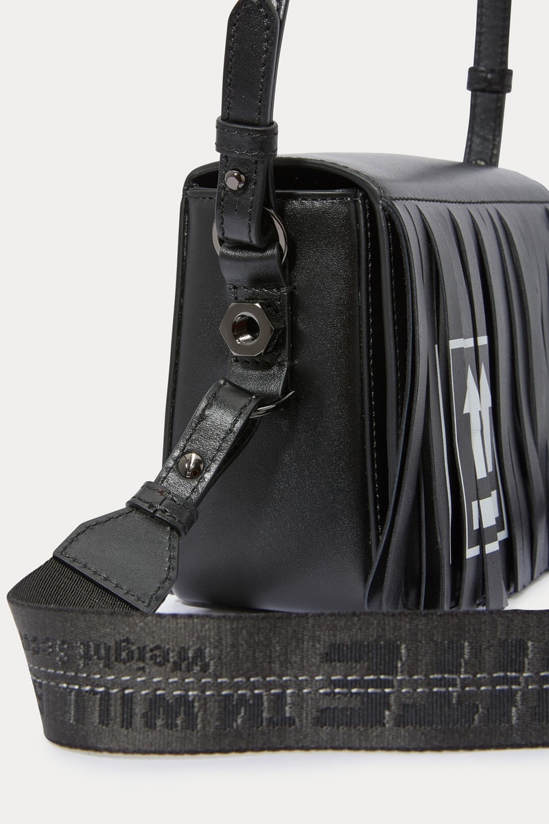 off-white binder clip bag black leather fringe shoulder crossbody