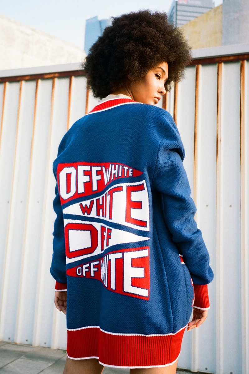 off white pre fall 2019 collection hbxwm hbx fashion designer streetwear clothes editorial photoshoot model jackets denim bags 